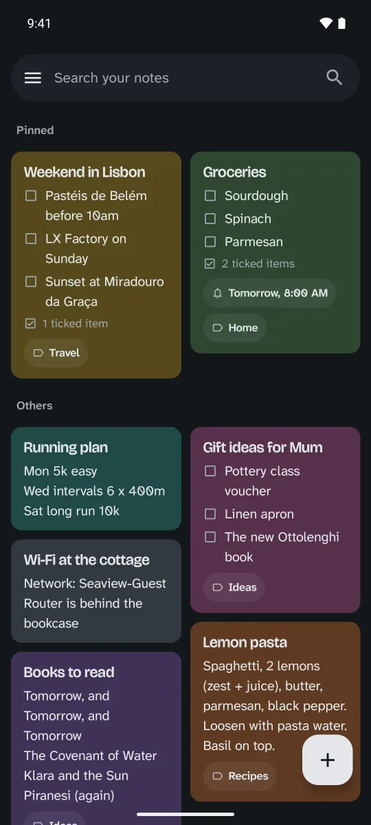 The board in dark mode
