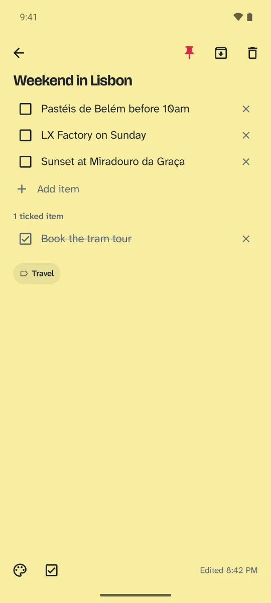 A checklist open in the app